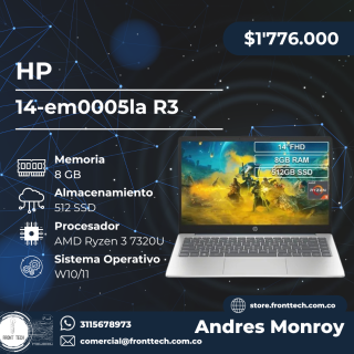 HP 14-em0005la R3 14 8GB 512GB AMD Ryzen 3 7320U